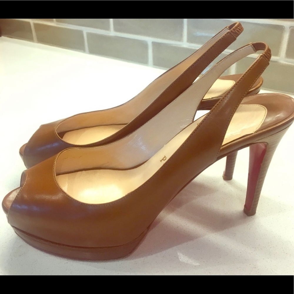 Brown Christian Louboutin slingbacks